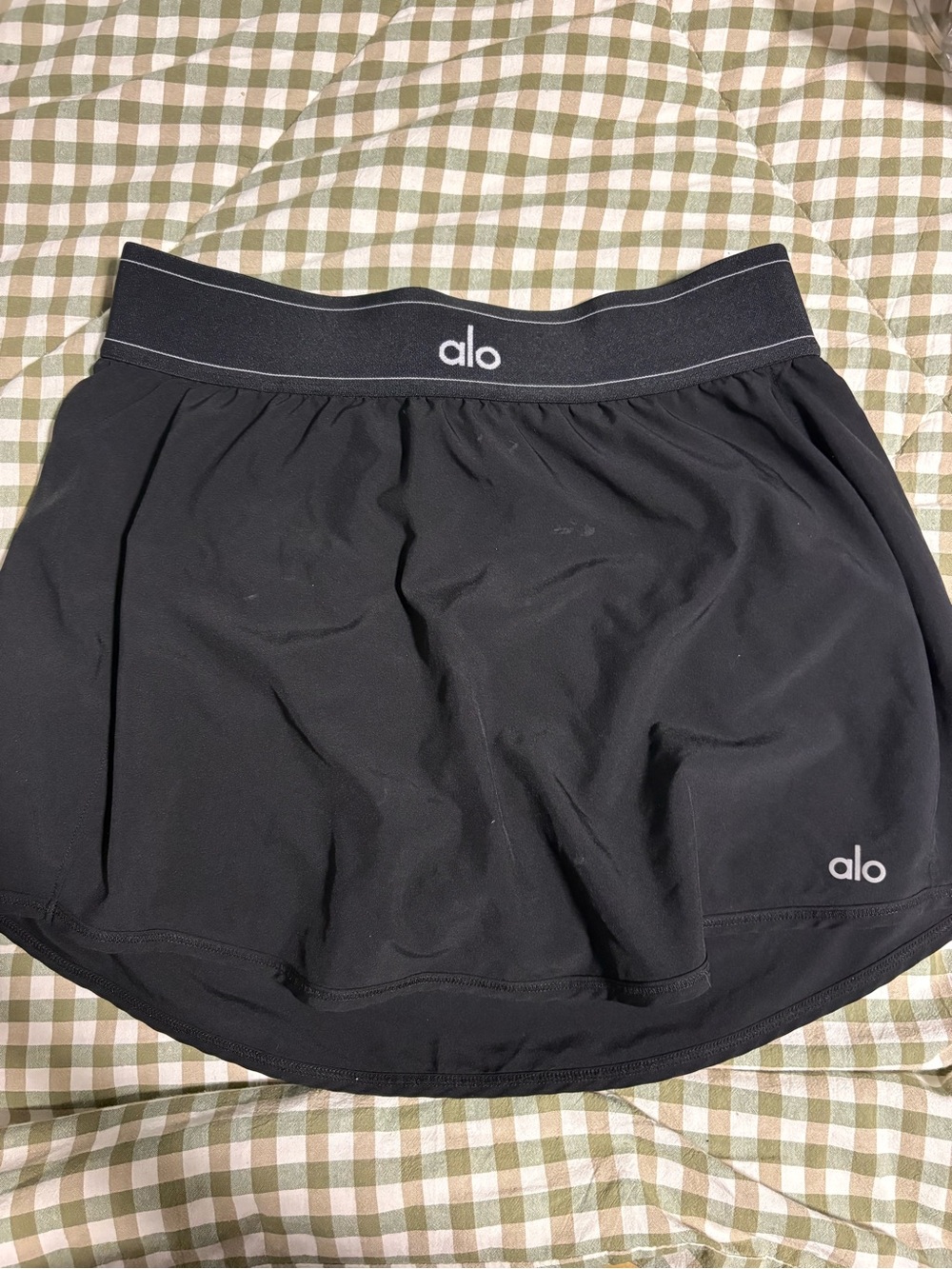 ALO Yoga Kids Black Athletic Skort with Logo Waistband